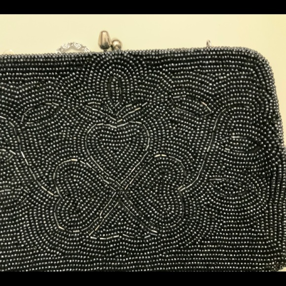 Vintage Made in Japan Black Beaded Evening Purse Made /Japan - Picture 7 of 8